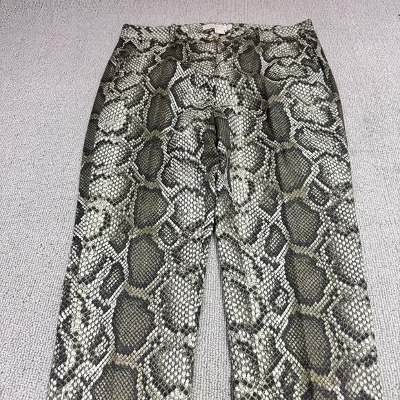 Michael Kors Pants Brown Skinny Green Snake Skin Print Women’s Size 4 - Picture 6 of 12